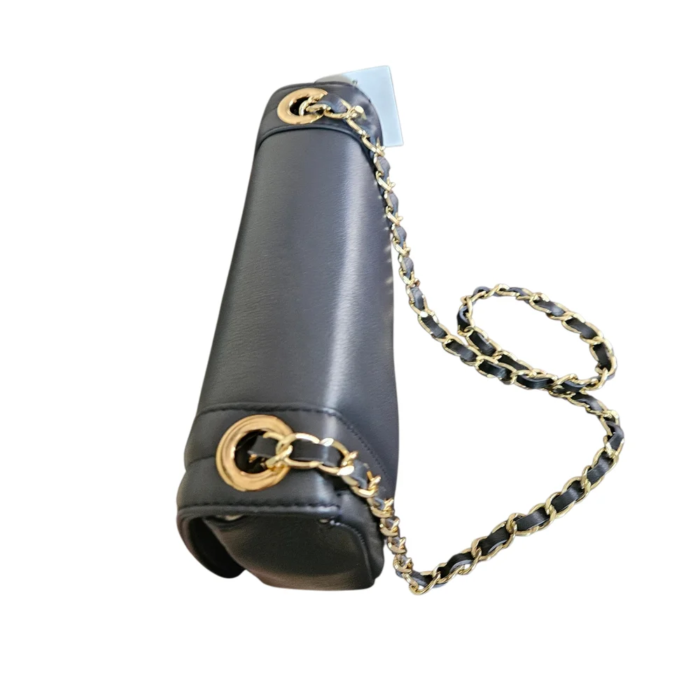 NWT - Valentino - Midnight Blue Leather Gold Chain Embossed Shoulder Bag - Picture 7 of 13